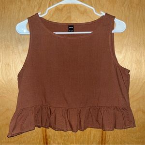 ☘️ 3 for $20! ☘️ SHEIN Brown Dressy Ruffle Tank Top- Size Medium